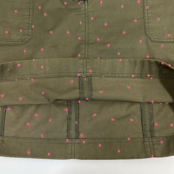 Boden Mini A-Line Skirt Embroidered Polka Dot Print Pockets Green Pink Size 10 R - Picture 10 of 15